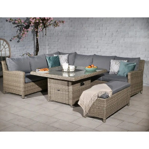 Wentworth Modular Corner Set With Square Fire Pit Table